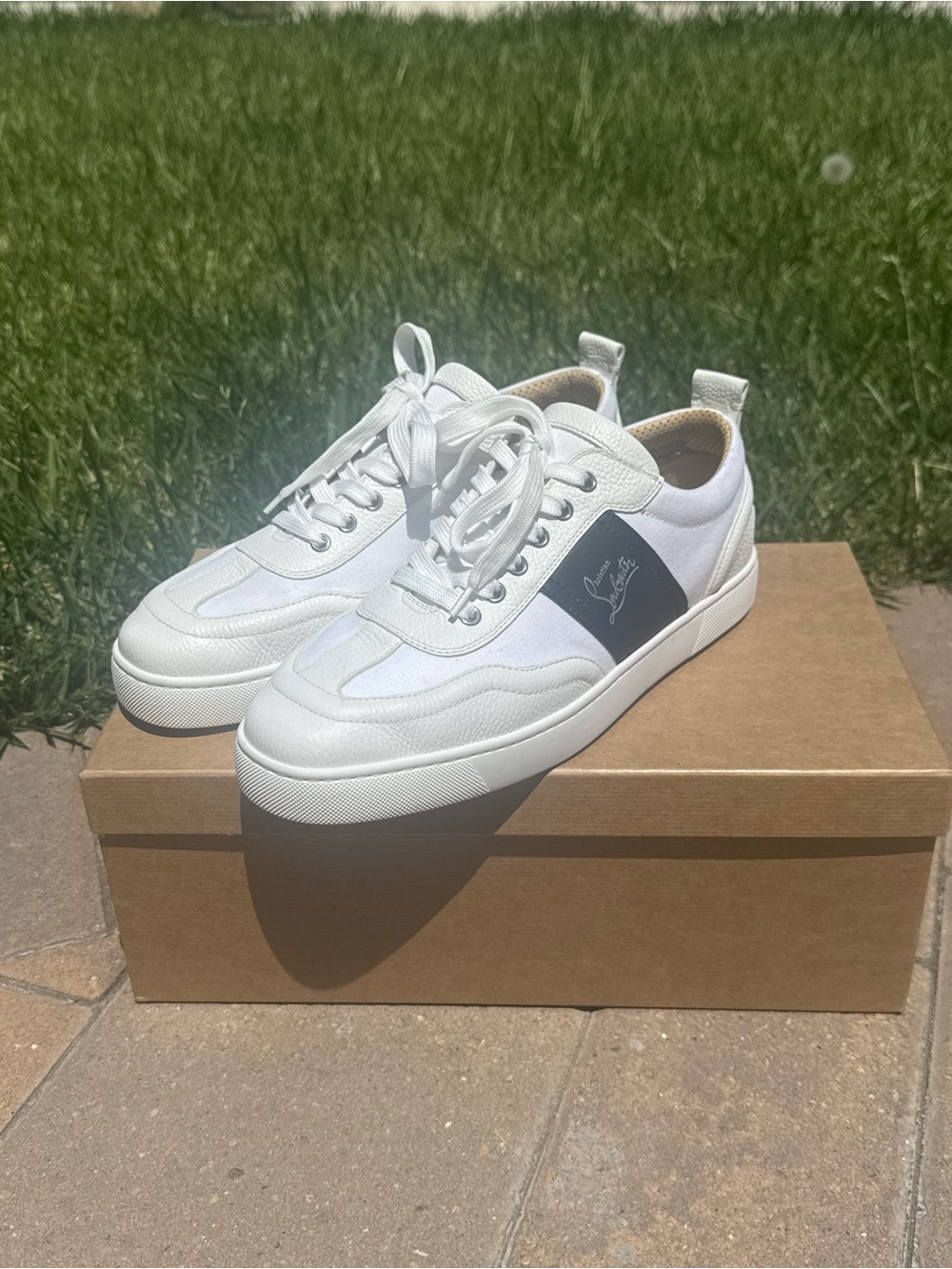 Christian Louboutin White Sneakers with Black Side Panel